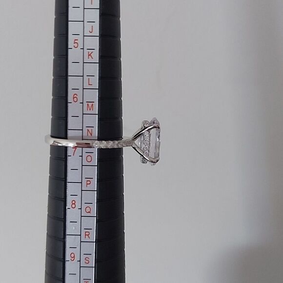 5 Carat Simulated Diamond Oval Sterling Silver Engagement Ring - Picture 16 of 16